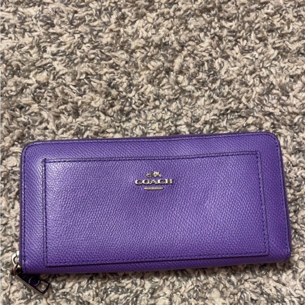 Coach Purple Pebbled Leather Wallet
